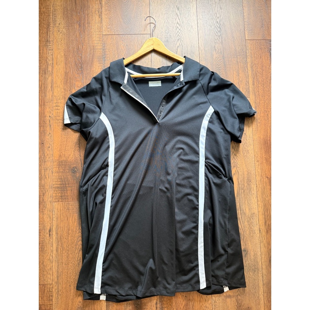 Callaway Women's 2X Black White Opti-Dri Golf Polo Dress Zip Pockets